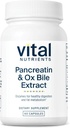 Vital Nutrients Pancreatin & Ox Bile Extract 500mg * 124; Natural fordøjelsesenzymer til kvinder & mænd; 124; Understøtter fordøjelse af protein, fedt, og kulhydrater *