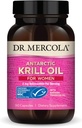 Dr. Mercola Krill Oil for Women - 2 mg Astaxanthin - MSC Certified Sustainable - Understøtter hjerne, hud og immunsystemer - med Omega- 3s - Non- GMO, Gluten- Free & Soy- Free - 90 kapsler (30 Servere)