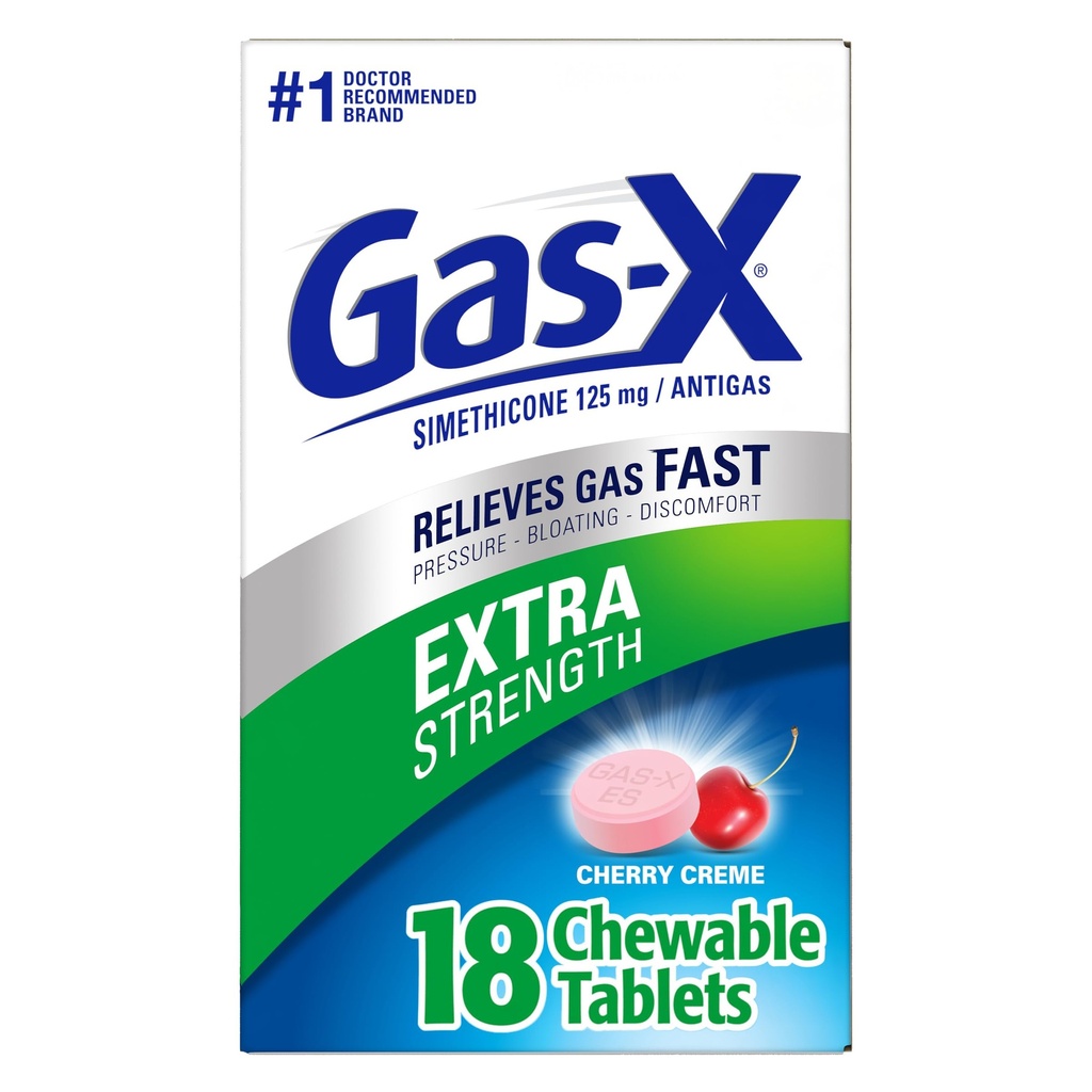 Gas- X ekstra styrke tyggetabletter med Simeticone 125 mg, Cherry - 18 Greve