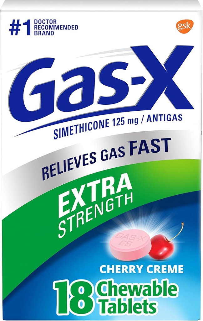 Gas- X ekstra styrke tyggetabletter med Simeticone 125 mg, Cherry - 18 Greve