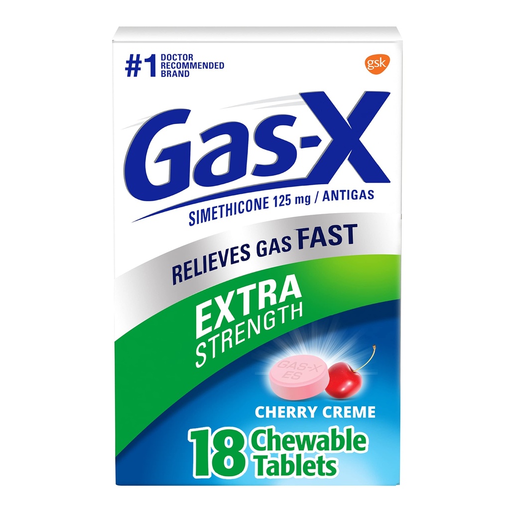 Gas- X ekstra styrke tyggetabletter med Simeticone 125 mg, Cherry - 18 Greve