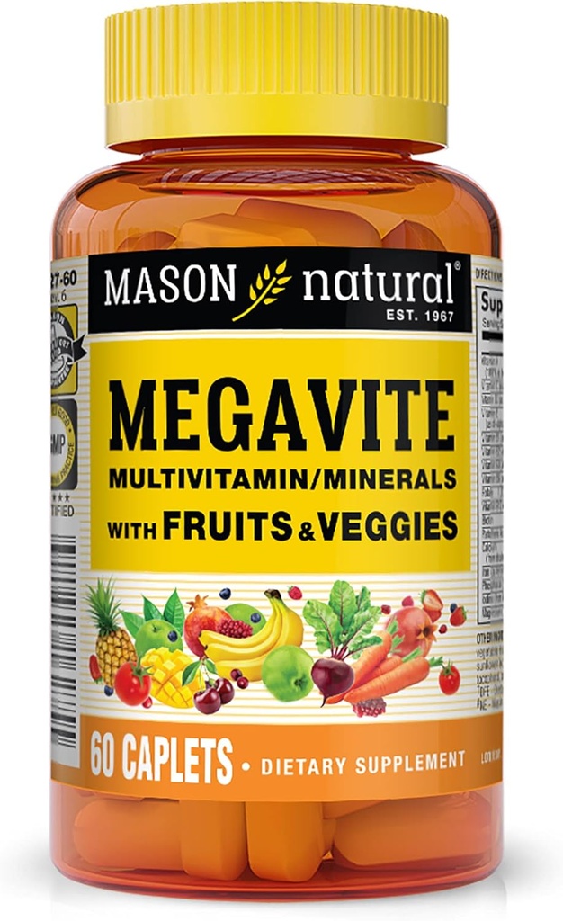 MASON NATURAL Vitamin Megavite Frugt og grøntsager Mineral formel, 60 Greve