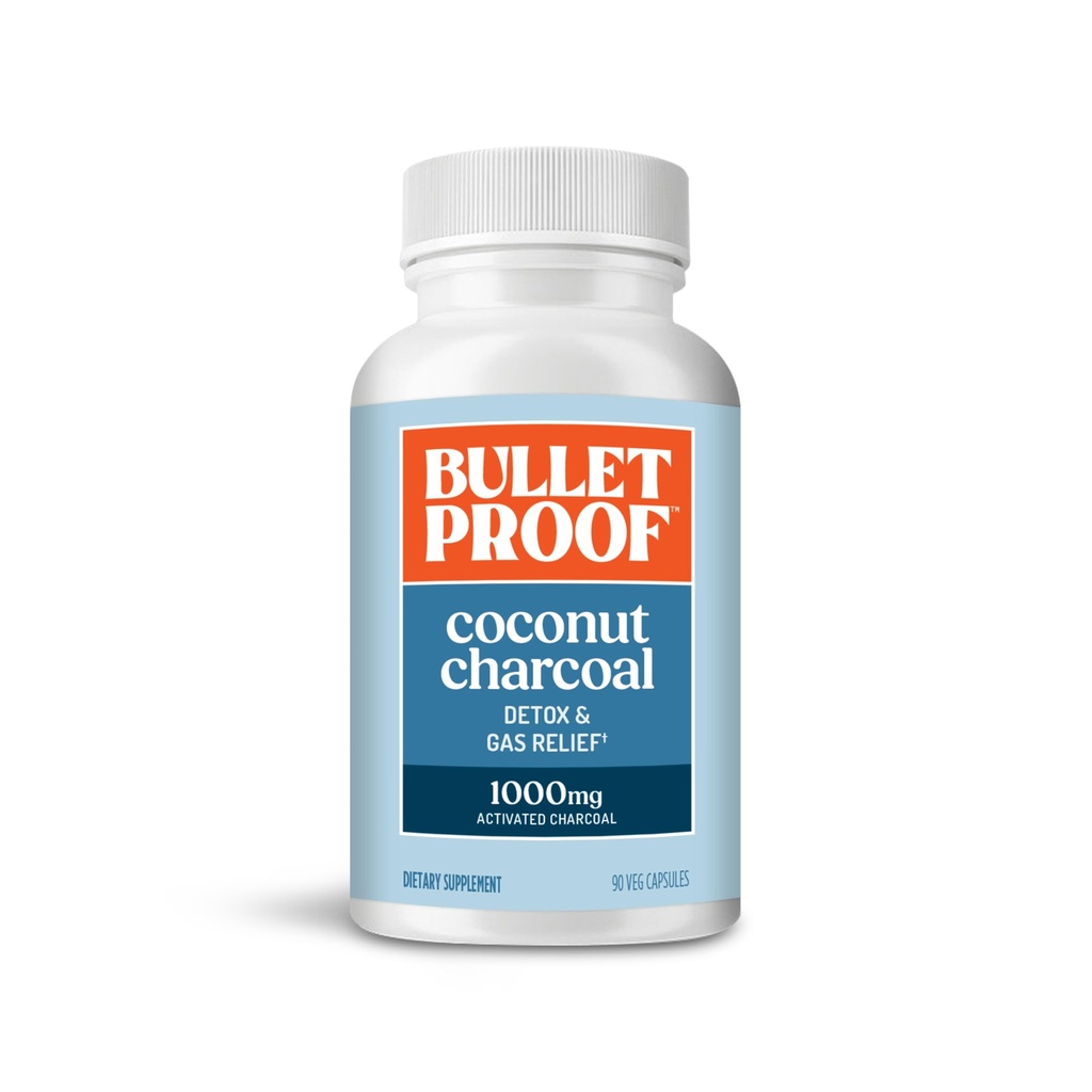 Skudsikker kokosolie Charcoal Detox og gas Relief Kapsler, 90 Greve, Sourced fra 100% kokosolie skaller, Aktiveret kul til Bloating Support, Packaging May Vary