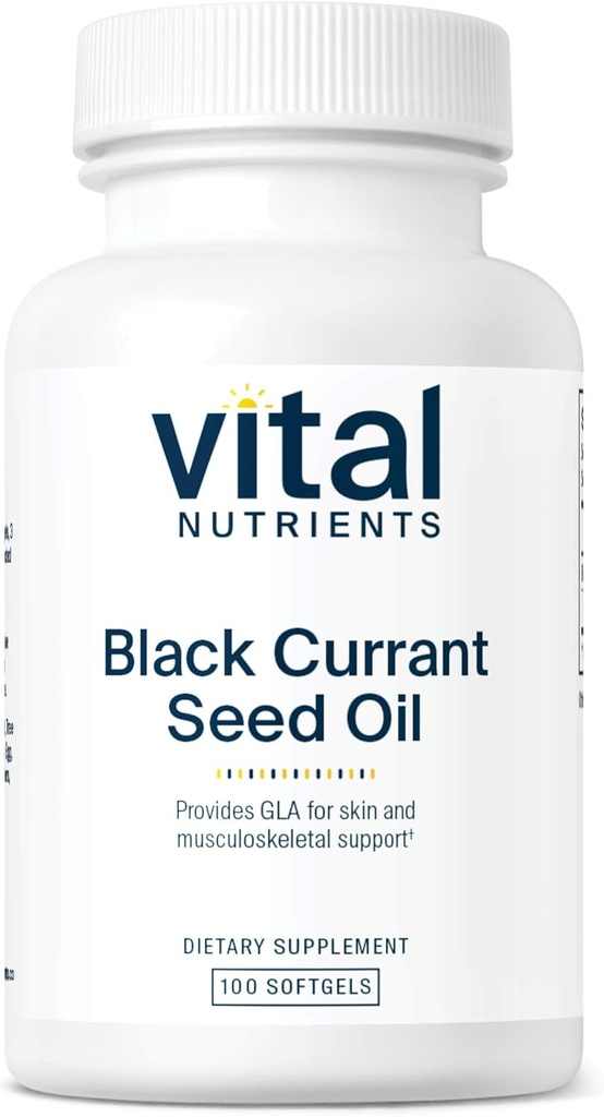 Vital Nutrients - Black Currant Seed Oil - Essential Omega 6 Fedtsyrer - Indeholder Gamma Linolensyre (GLA) - Cartiage, fælles, og nerve funktion support - 100 Softgels per flaske