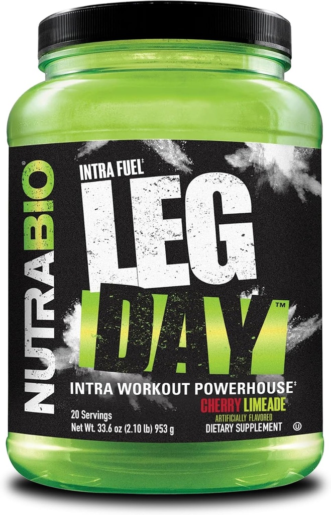 NutraBio Leg Dag Intra Workout Powder - Avanceret Carb supplement med Cluster Dextrin & Elektrolytes - Carb Powder med EAA / BCAA - Cyklisk Dextrin for ydeevne - Cherry Lime, 20 Servere