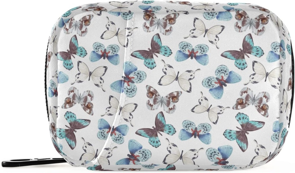 Naanle Blue Butterfly 7 Day Pill Case Rejser Organizer med lynlås taske - Bærbar Weekly Case - Kompakt størrelse for vitamin supplement Holder