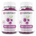 PUREFINITY Elderberry Gummies med Sambucus, C-vitamin og zink - din perfekte daglige 3-in-1 supplement til børn og voksne - Gluten Free, Non- GMO, Vegan, 60 Greve (Pack of 2)