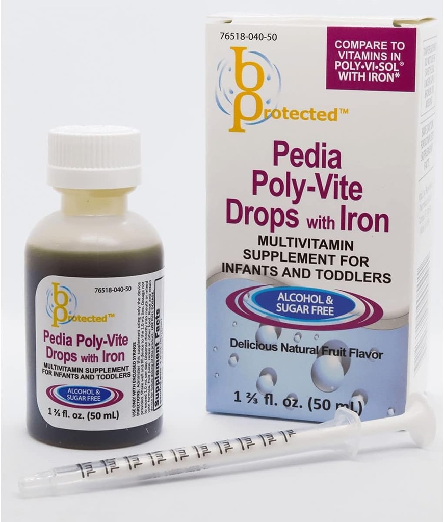 Pedia Poly- Vite dråber med jern 1 2 / 3 fl Ounce Flydende