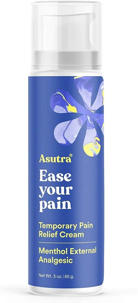 ASUTRA Relief Cream, 3 oz - Cooling Sensation, Midlertidig Relief fra muskelbesvær og ømhed, 4% Menthol, Arnica Montana, og Dimethyl Sulfone (MSM)
