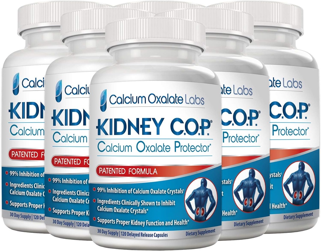KIDNEY C.O.P. Calciumoxalat Protector 120 Capsules, Nyre Support til Calciumoxalat krystaller, Hjælper Stopper Gentagelse af Stones, Stærkere end Chanca Piedra Stone Breaker Kosttilskud, 6 Pack