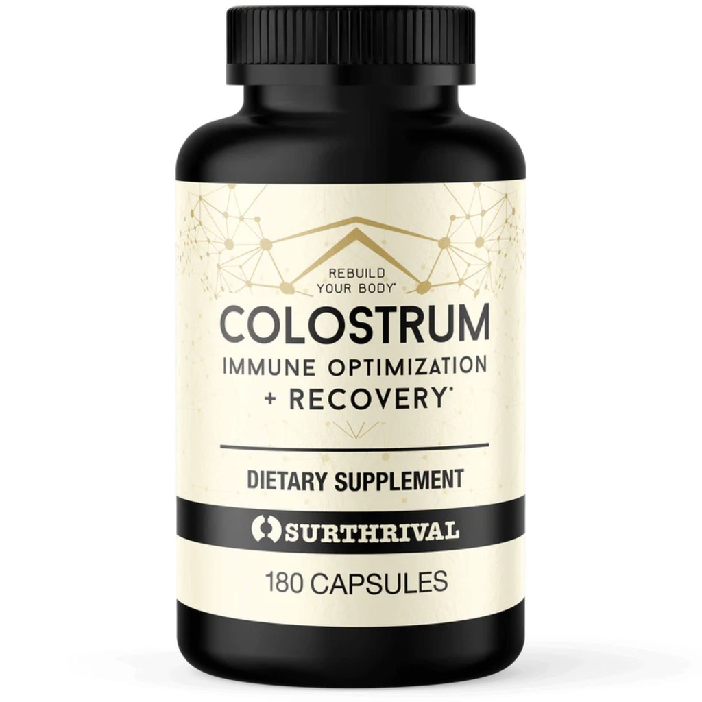 Surthrival: Colostrum Powder Kapsler (180 Greve), Immunoptimering & Inddrivelse, Kosttilskud, Gut Sundhed, Immunstøtte, Keto Friendly