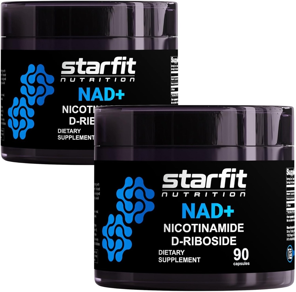 STARFIT - Nicotinamid D- Riboside (2 Pack), Booster NAD +, Energy & Focus supplement, Anti- Aging Cellular Support, Total 180 Kapsler