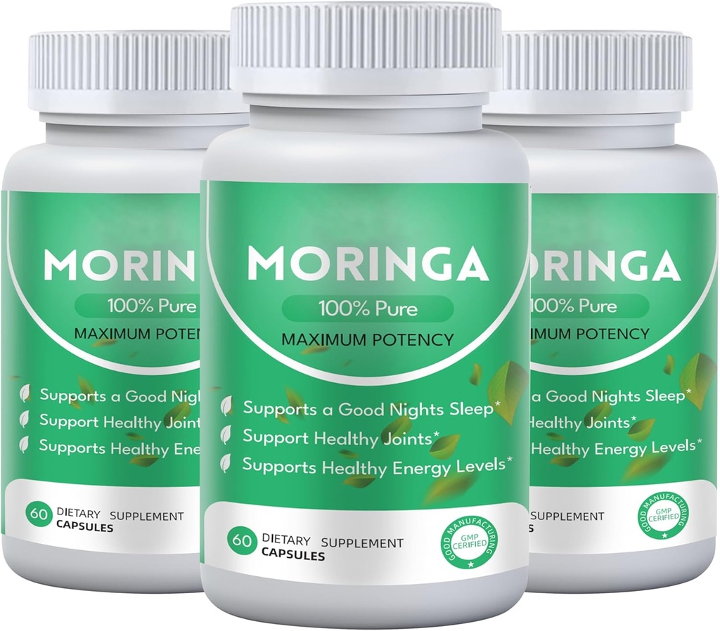 Pure Moringa Powder Kapsler, 800mg Moringa Kapsler - Indeholder essentielle vitaminer og aminosyrer, kosttilskud, Styrker immunsystemet (3Pcs)