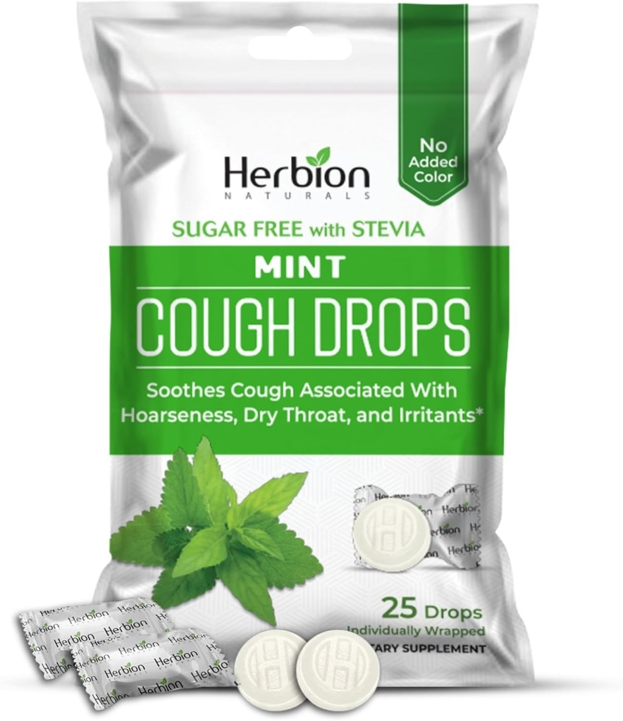 HERBION Naturals Host Drops, Sugar- Free with Stevia, Kosttilskud, Sodthes Hough, for voksne og børn over 6 år, 125 Drops (pakke med 5), Mint
