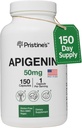 PRISTINE'S Apigenin Supplement for Sleep Capsules - 50mg 150 Day Supply - Prostate & Sleep Support Found in Chamomile Powder for Relaxation, Healthy Aging, Brain & Heart Health, & Immunity