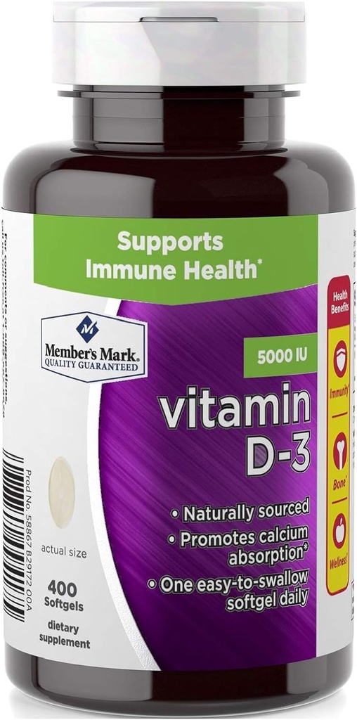 Birsppymedlem Mark Vitamin D-3 5000 IE Kosttilskud (400 Tæl)