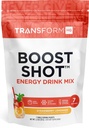 TransformHQ Boost Shot Powder Stick Pakninger, Jordbær Lemonade, 7 Pack, Energitilskud til kvinder & mænd, med koffein, Vitamin B12, B9, B6 & B3