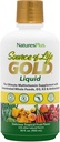 NaturesPlus Kilde til Life Gold Multivitamin Liquid 30 oz Understøtter energiproduktion, sundt immunsystem & Well- Being omfatter vitaminer D3, B12, K2 & over 120 Hele fødevarer næringsstoffer - 30 Servere
