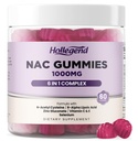 6 i 1 NAC Gummies, Chewable N Acetyl Cysteine 1000mg supplement til børn og voksne, med ALA, zink, C-vitamin & E, Selen, Support Antioxidant & Immunsystem, Blåbær Flavor, Sukker Free, 60 Ct