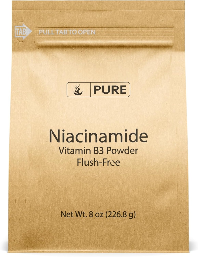 PURE ORIGINAL INGREDIENSER Niacinamid (8oz) Flush- Free Vitamin B3 Pulver, Kosttilskud