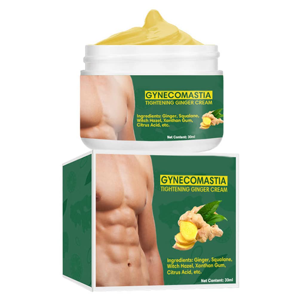 Ikasus Kraftfuld Gynecomasti Stramning Ingefær Cream, Stramning Cellulit Cream Forbedrer Elasticitet, Ingefær Burning Fats for Firm Bryst Shape for Mænd