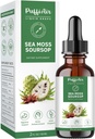 PUFFIAIR Soursop (Graviola) & Sea Moss Liquid Drop for Cell Support & Regeneration, Immunboost, Slap af, lever og søvn, urteudtræk, sukker / gluten fri, naturlig smag, 2 Fl Oz / 60ml