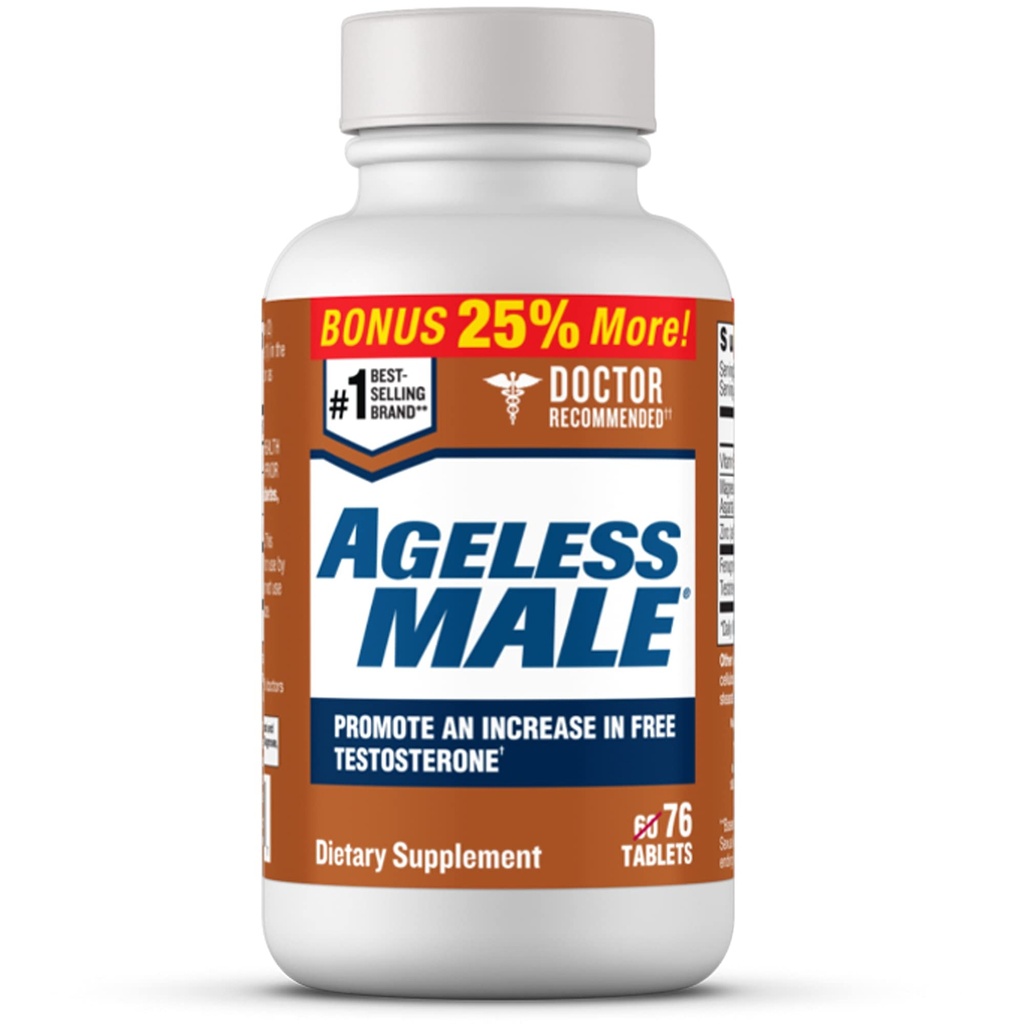 Agueless mandlige gratis testosteron booster supplement til mænd, 76 tabletter