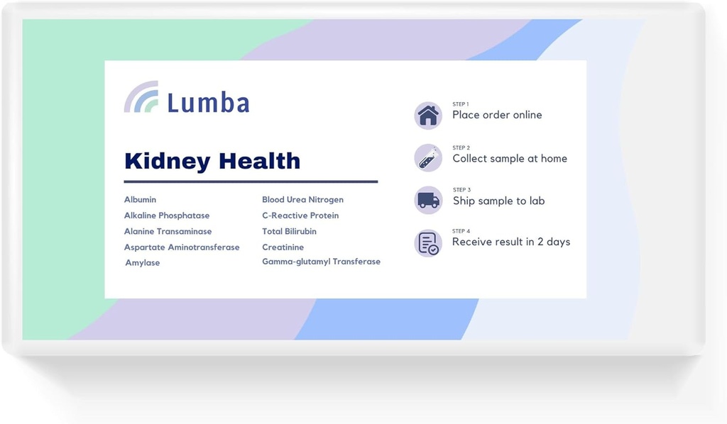 Nyre Sundhed • 124; at- Home Kit til at evaluere 10 Essential Nyre • Biomarkers og Key Enzymes • 124; CLIA Certified Labs • 124; Online resultater i 2 dage