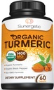 USDA Certificeret økologisk gurkemeje supplement - Inkluderer økologisk gurkemeje & økologisk sort pepper - 1.400mg gurkemeje per servering - 60 greve (pakke med 1)