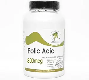 Folinsyre 800mcg ~ 200 kapsler - Ingen tilsætningsstoffer ~ Naturetion Kosttilskud