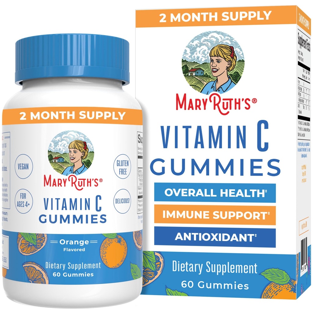MaryRuth Organics Vegan Vitamin C Gummies against 124; 2 Måned Supply 124; Immunity Support Supplement for voksne & Kids against 124; Chewable Vitamin C Gummy Vitumes against 124; Non- Gmo; Pektin baseret på 124; 60 Tæl