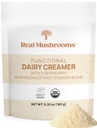 Real Mushrooms Functional Dairy Creamer med Mushroom Extracts - Sødet med Organic Lucuma & Maple Powder - Functional Organic Cream - 90 Servering, Tea, Smoothie & Coffee Creamer Powder