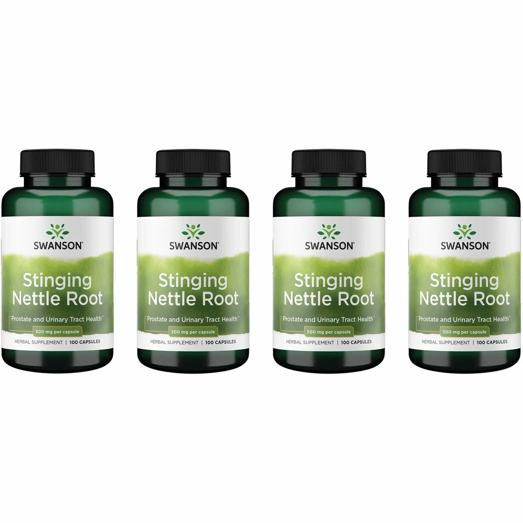 Swanson Stinging Nettle Root (Urtica Dioica) - Herbal Supplement - (100 kapsler, 500mg) (4 Pack)