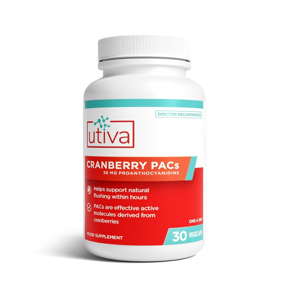 Utiva Cranberry PAC - Klinisk Studerede Ingredienser 36mg PAC Extract - UTI Forebyggelse for kvinder - Urinary Tract Health - Cranberry Supplement piller til Brege Sundhed, 30 Vegi kapsler