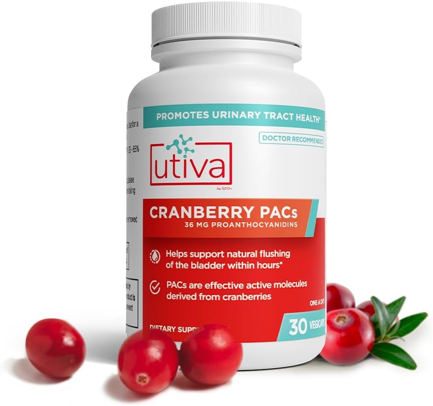 Utiva Cranberry PAC - Klinisk Studerede Ingredienser 36mg PAC Extract - UTI Forebyggelse for kvinder - Urinary Tract Health - Cranberry Supplement piller til Brege Sundhed, 30 Vegi kapsler