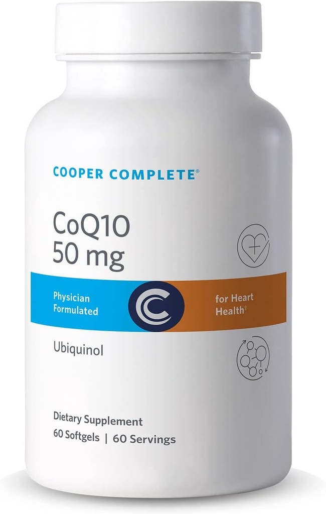 Cooper Complete - CoQ10 50 mg - CoEnzyme10 Ubiquinol Supplement - 60 Softgels per flaske. Pakning á 2