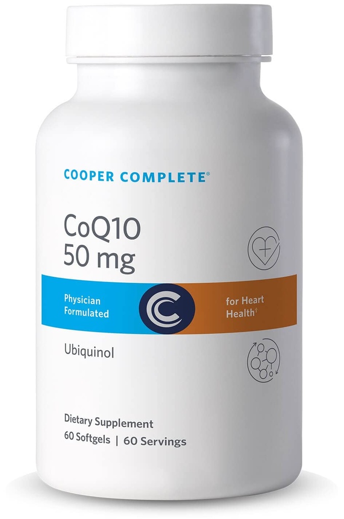 Cooper Complete - CoQ10 50 mg - CoEnzyme10 Ubiquinol Supplement - 60 Softgels per flaske. Pakning á 2