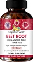 Organic Veda Beet Root Triple Reds Flow & Nitric Oxide Supplement, 20: 1 Extract -High Strength Nitrates Supplements with Super Red Foods Beetroot, Pomegranat, Red Spinach Extract, 60 Capsule