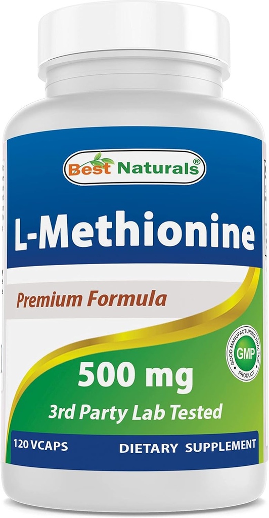 Bedste Naturals L- methionin 500 mg 120 Veggie kapsler