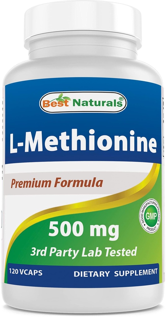 Bedste Naturals L- methionin 500 mg 120 Veggie kapsler