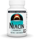 Source Naturals Niacin, B3- vitamin, ikke- GMO, 100 mg - 250 tabletter