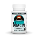 Source Naturals Niacin, B3- vitamin, ikke- GMO, 100 mg - 250 tabletter