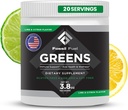 Fossile Fuel Super Green Powder Premium Superfood Budding 124; 40 + Økologiske Nutrienter Buddy 124; Green Veggie Whole Foods, Wheatgrass, Spirulina, Grønkål for energi, Gut Health, Detox Rense (20 Servere)