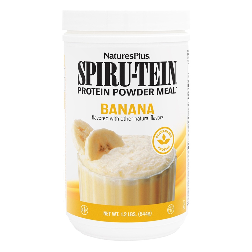 Natures Plus SPIRU- TEIN, Banana - 1.2 lbs - Plant-Based Protein Shake - Ikke-GMO, Vegetar, Gluten Gratis - 16 Servere