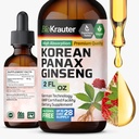 BIO KRAUTER Panax Ginseng Extract Liquid - Koreansk Rød Ginseng tillæg Alkohol fri - immunstøtte - Vegan, Sukker fri - 2 Fl.Oz.