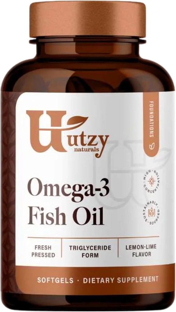 Utzy Naturals Omega-3 Fish Oil 6. 4; 800 mg Omega-3 12. 4; med EPA og DHA 12. 4; Natural Lemon Flavor 12. 4; 120 Softgels