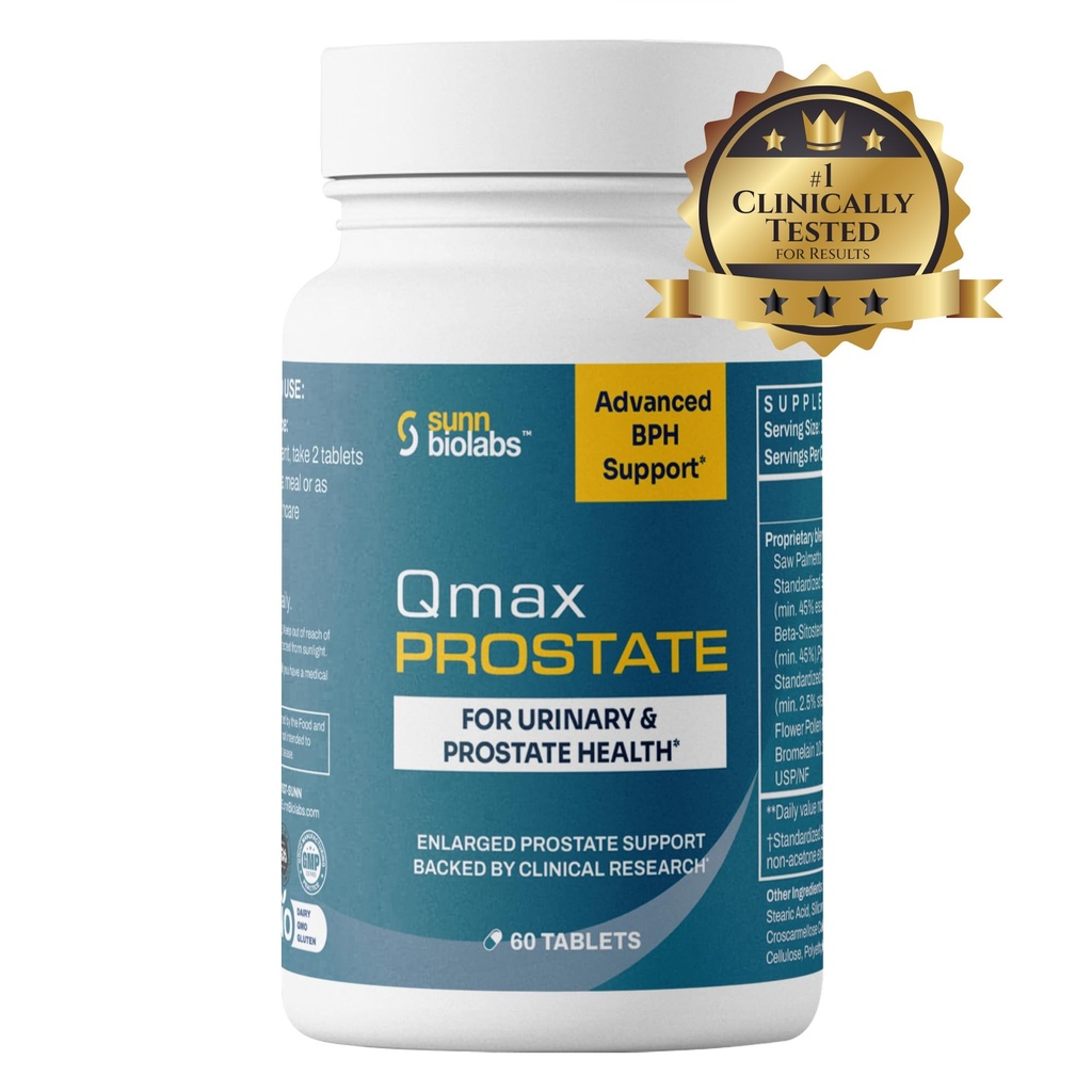 Qmax Prostata med Premium Saw Palmetto - Læge Formuleret supplement til BPH, Forstørret Prostata, og urinstrømmen støtte - Prostata sundhed for mænd
