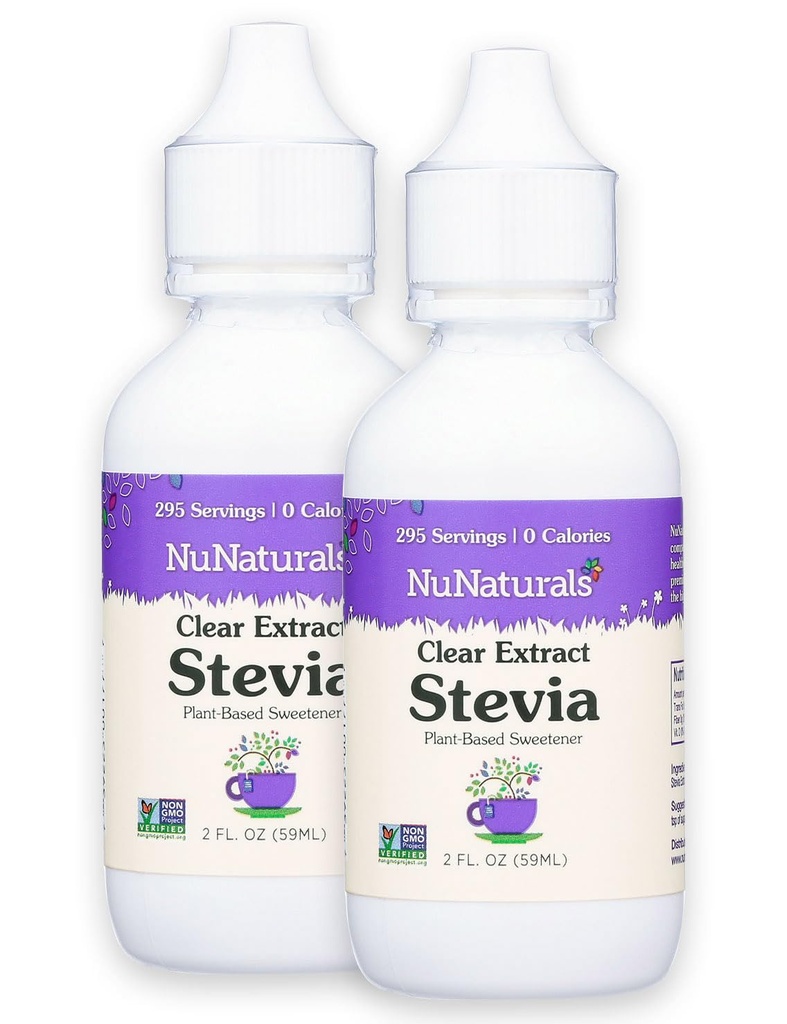 NuNaturals Clear Extract NuStevia, Plant- baseret Sweetener, 2 oz, 2 pack, Plastic