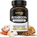 Lions Mane supplement kapsler - Mushroom supplement Brain Booster med Reishi, Chaga, Cordyceps og Tyrkiet Tail Mushroom pulver - Nootrop og energi supplement til hukommelse og fokus