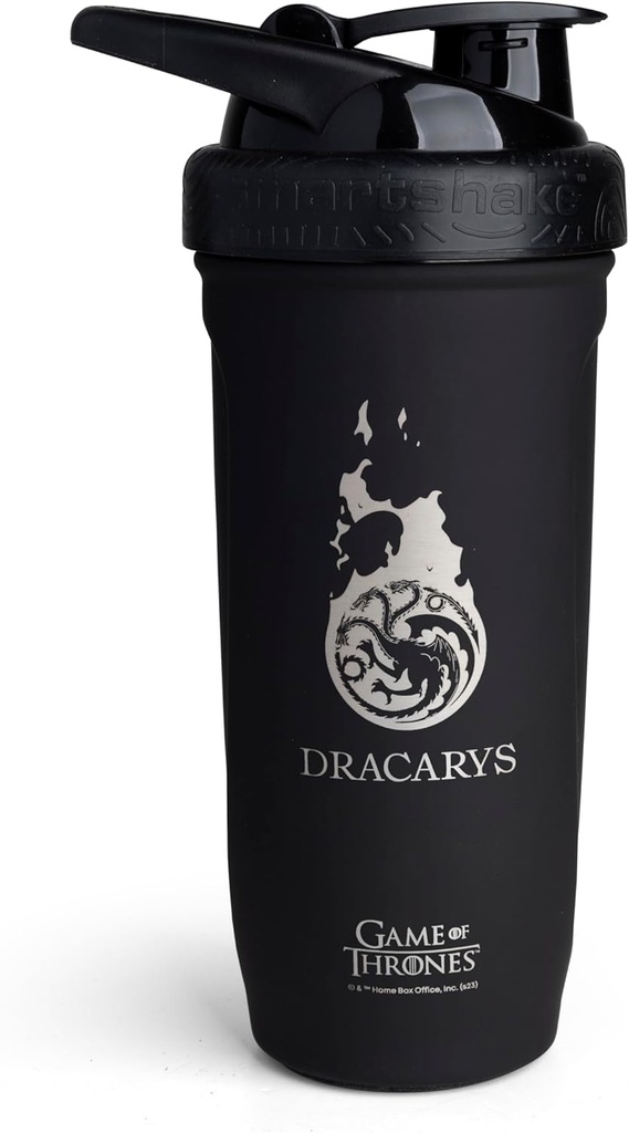 Smartshake Reforce rustfrit stål spil af troner Dracarys, shaker flaske (900 ML / 30oz) - 124; letvægts modstand Sports Shaker flaske med en blød låg Budd124; læbefast, BPA Free & DEHP Free